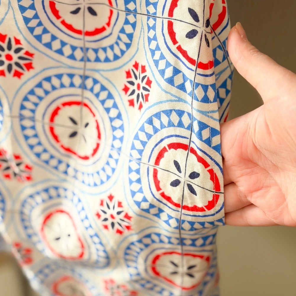 UNTUCKit Paola Dress Womens XL Linen Blend Blue Red Medallion Print Shift - Picture 8 of 9